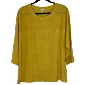 J. Jill yellow knit blouse Linen/cotton/rayon blend Women's size Medium